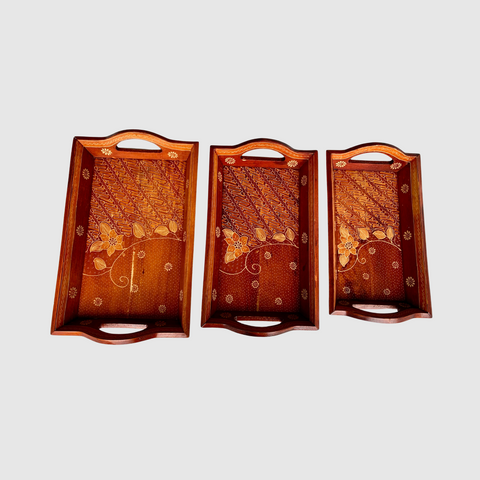 Handgefertigtes Teakholz-Tablett mit Griff – Indonesisches Serviertablett für Tee & Snacks, Ethisches Kunsthandwerk