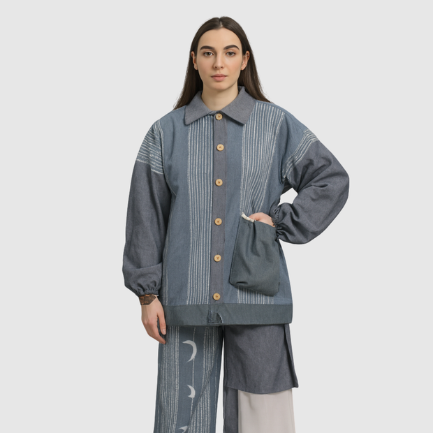 Shea Jacke Grau Blau