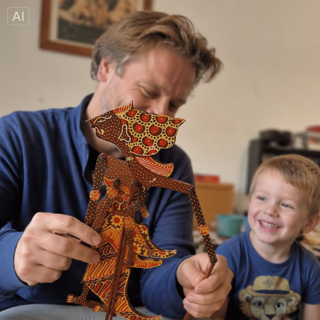 Rama & Shinta Wayang-Set — Eine Ramayana-Liebesgeschichte, von Hand geschnitzt