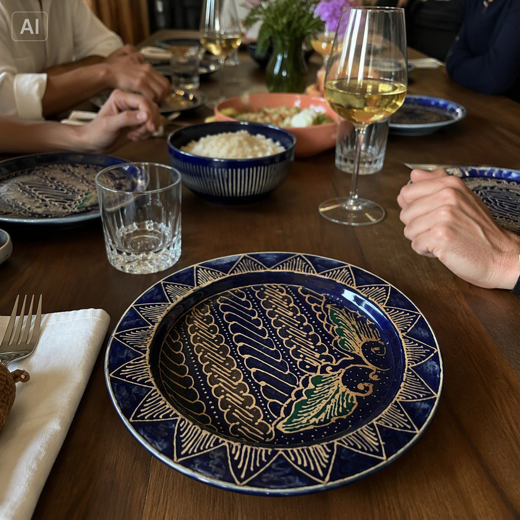Sekar Round Plates — Hand-Painted in Central Java