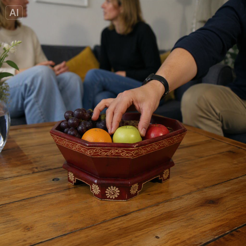 Delapan Bowl — Hand-Carved Octagonal Fruit Bowl from Central Java