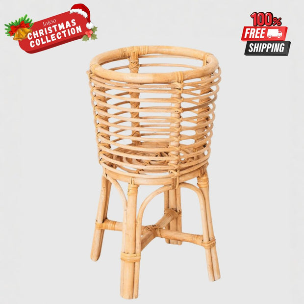 Akara Rattan Plant Stand - Round Jajoo