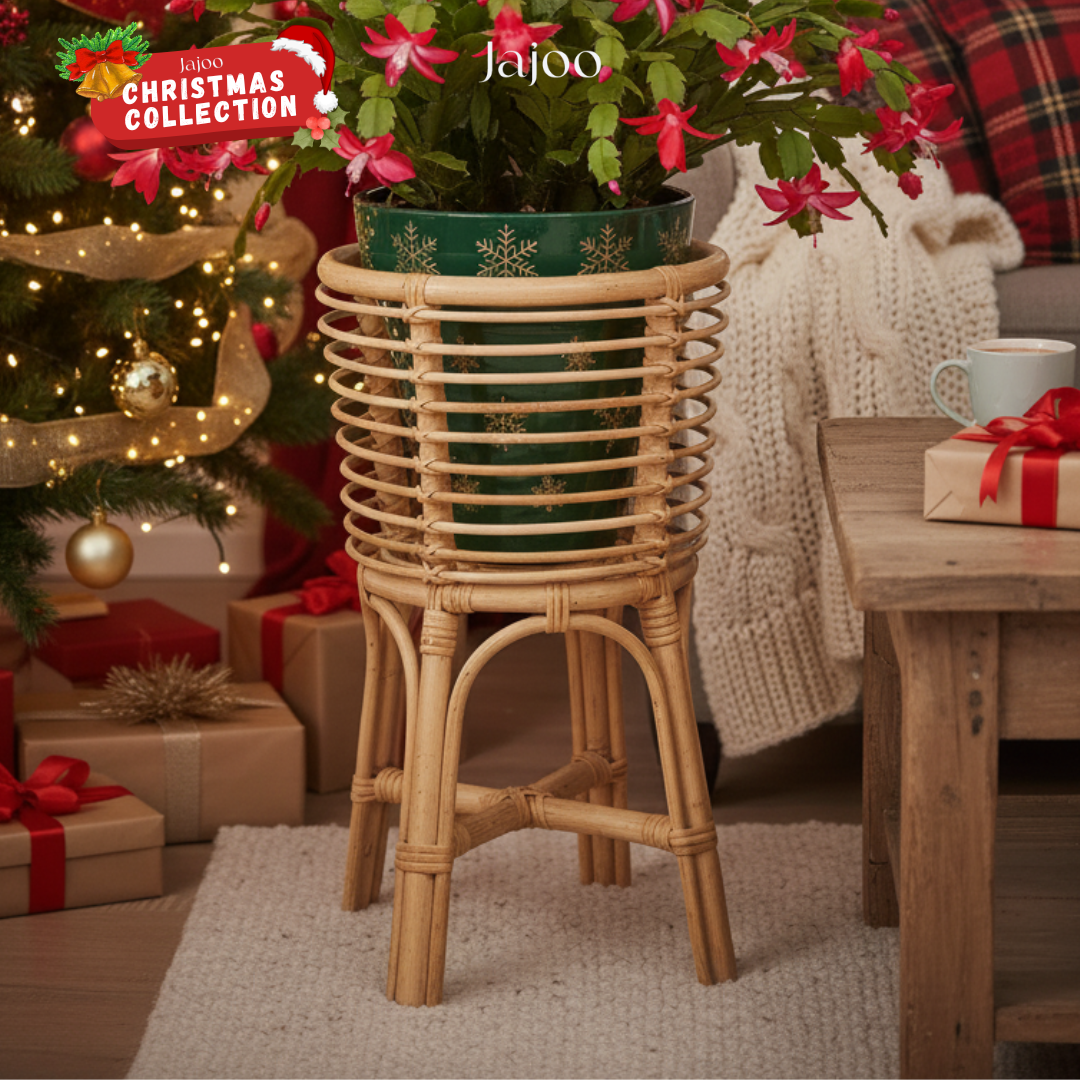 Christmas Akara Rattan Plant Stand - Round Jajoo