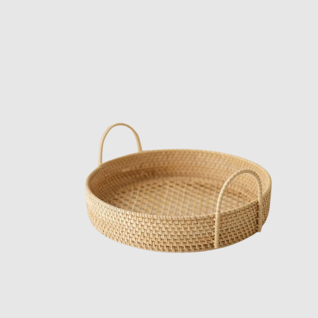 Rundes Holz-Serviertablett – Handgefertigtes Teak-Geschirr aus Bali, Elegante Umweltbewusste Wohn-Dekoration