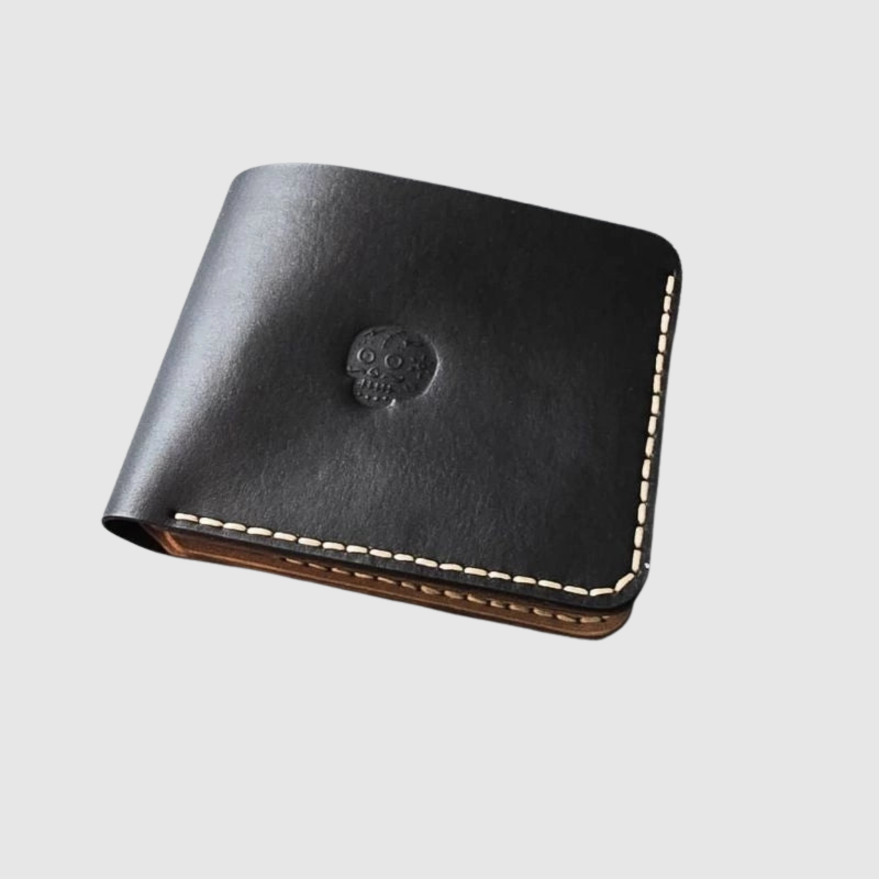 BDS Smith BN Geldbörse aus zweifarbigem, schwarz/naturfarbenem, vollnaturgegerbtem Leder