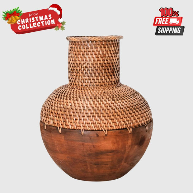 Kamari Rattan Vase – Brown