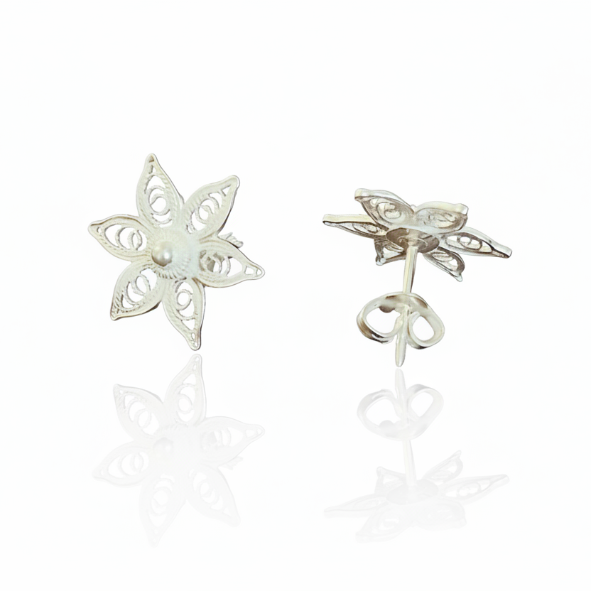 Jasmin-Ohrstecker aus 925er Sterlingsilber mit filigranem Muster
