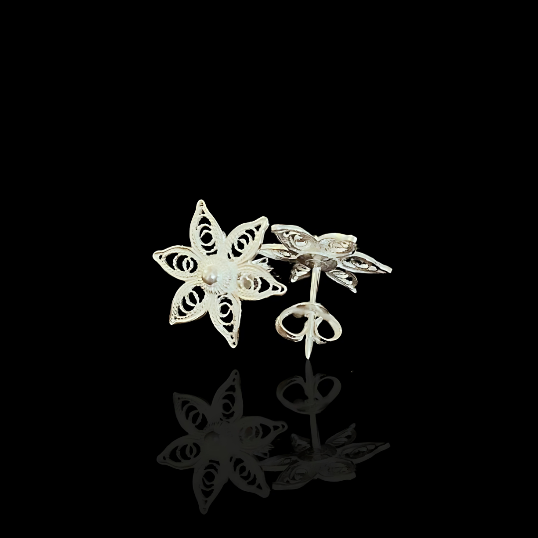 Jasmin-Ohrstecker aus 925er Sterlingsilber mit filigranem Muster