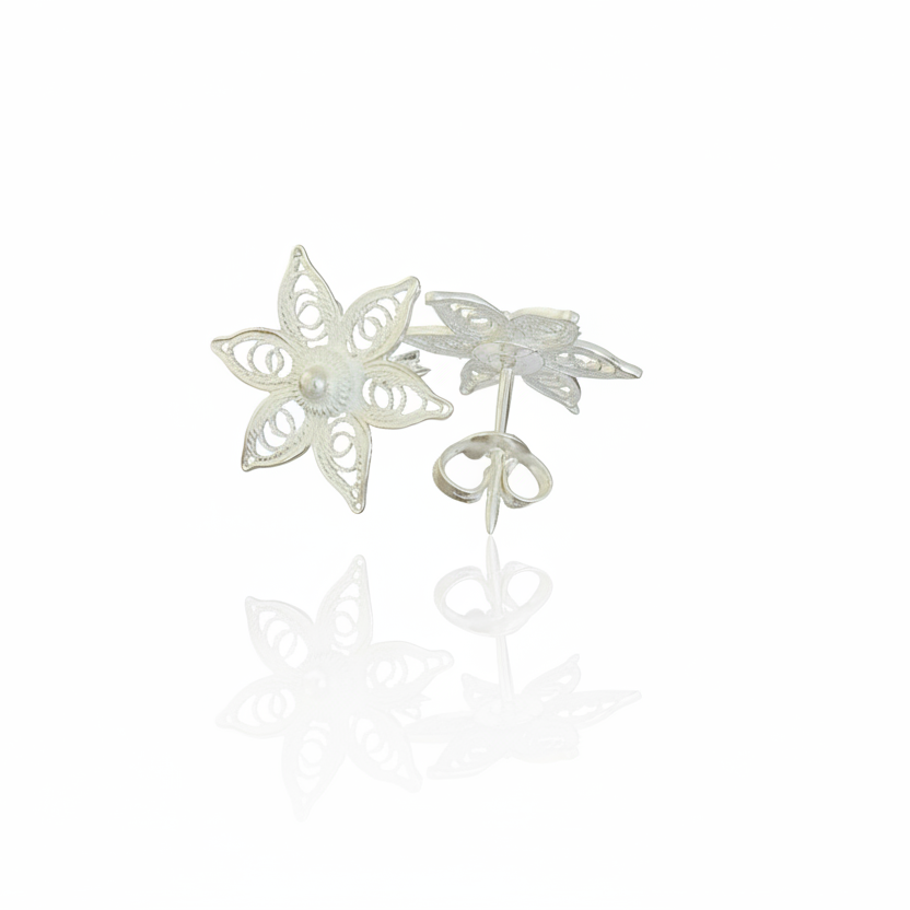 Jasmin-Ohrstecker aus 925er Sterlingsilber mit filigranem Muster
