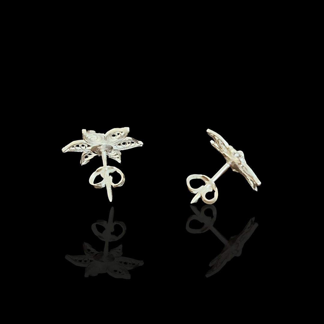 Jasmin-Ohrstecker aus 925er Sterlingsilber mit filigranem Muster