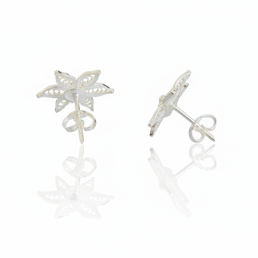 Jasmin-Ohrstecker aus 925er Sterlingsilber mit filigranem Muster
