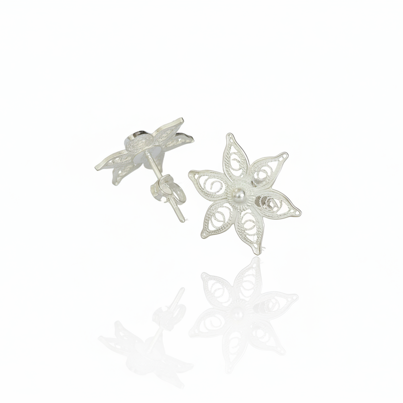 Jasmin-Ohrstecker aus 925er Sterlingsilber mit filigranem Muster