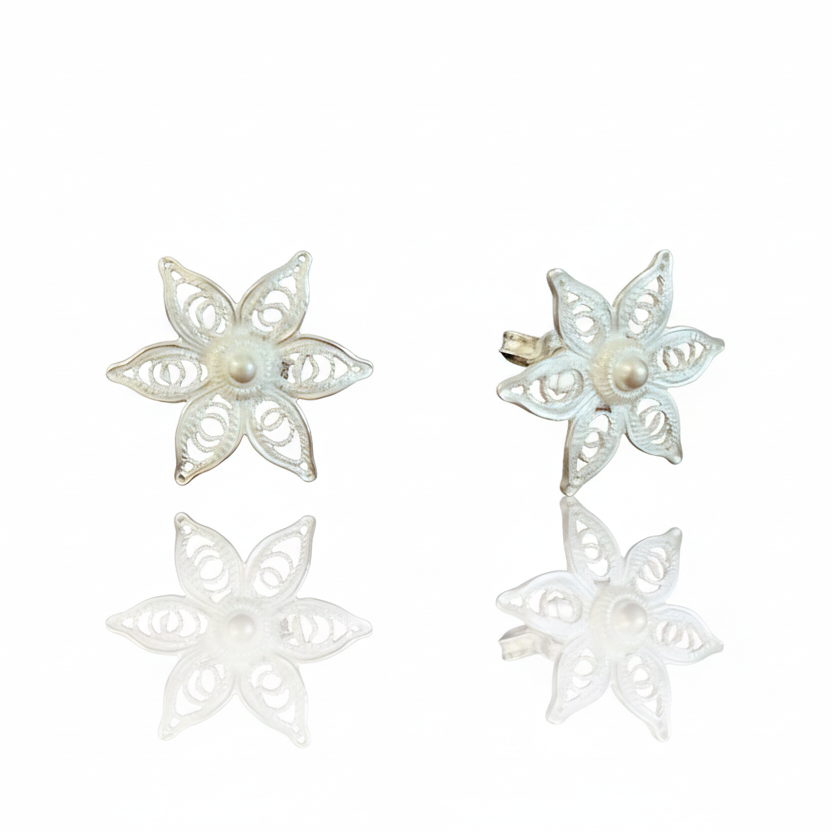 Jasmin-Ohrstecker aus 925er Sterlingsilber mit filigranem Muster