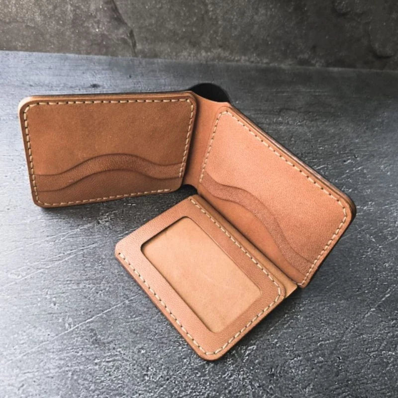 BDS Smith BN Geldbörse aus zweifarbigem, schwarz/naturfarbenem, vollnaturgegerbtem Leder