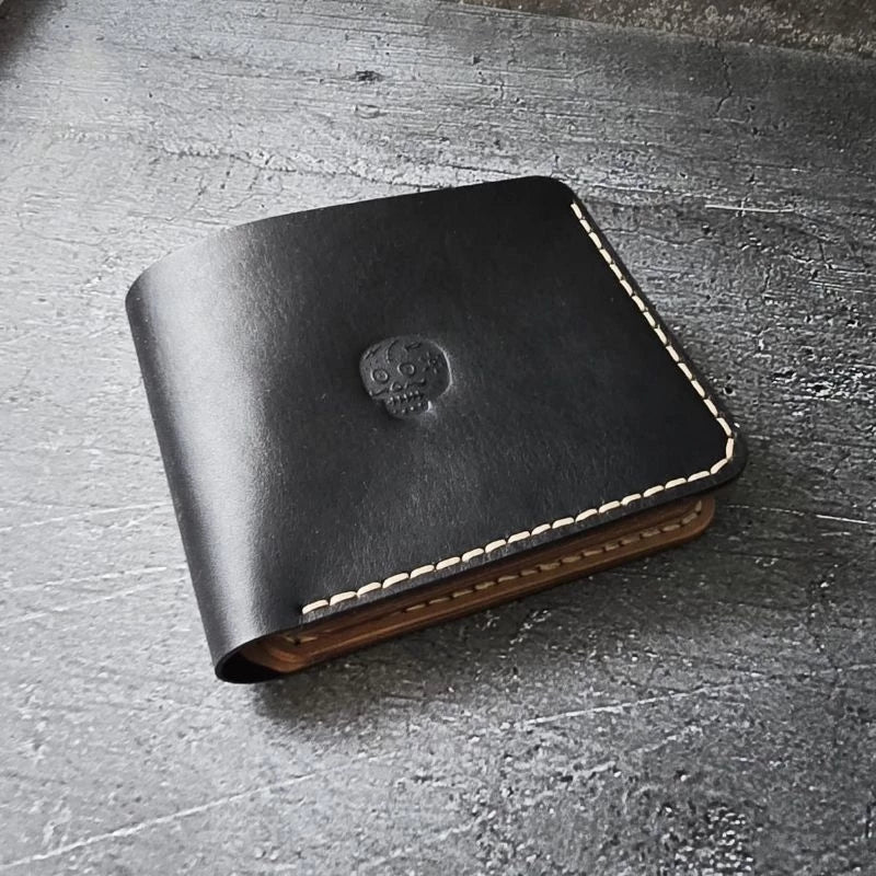 BDS Smith BN Geldbörse aus zweifarbigem, schwarz/naturfarbenem, vollnaturgegerbtem Leder