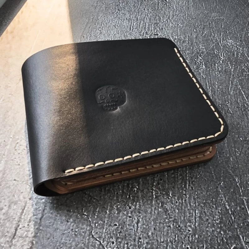 BDS Smith BN Geldbörse aus zweifarbigem, schwarz/naturfarbenem, vollnaturgegerbtem Leder