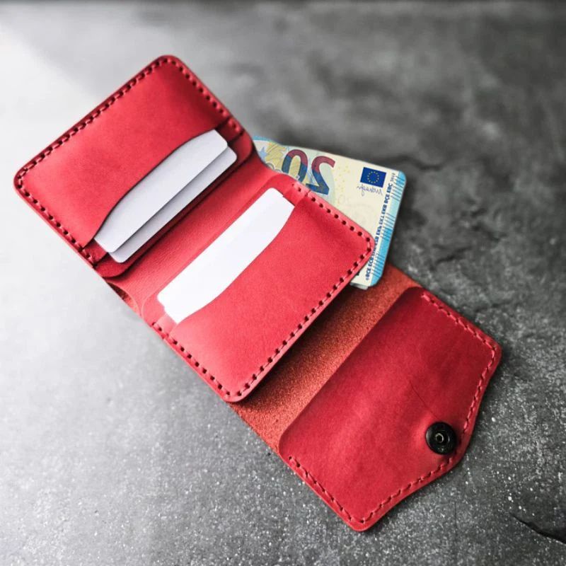 Tokyo Wallet Rot – Special Edition aus Voll-Italienischem Leder, Premium Handgefertigte Geldbörse mit Kulturellem Design