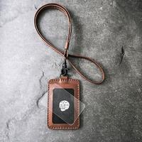 BDS Brooks Braunes handgefertigtes Leder-Lanyard mit Ausweishalter – Dreifachfach