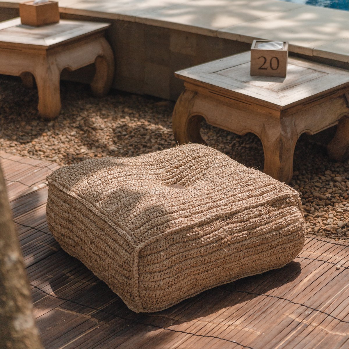 Padar Raffia Bean Bag Pouf