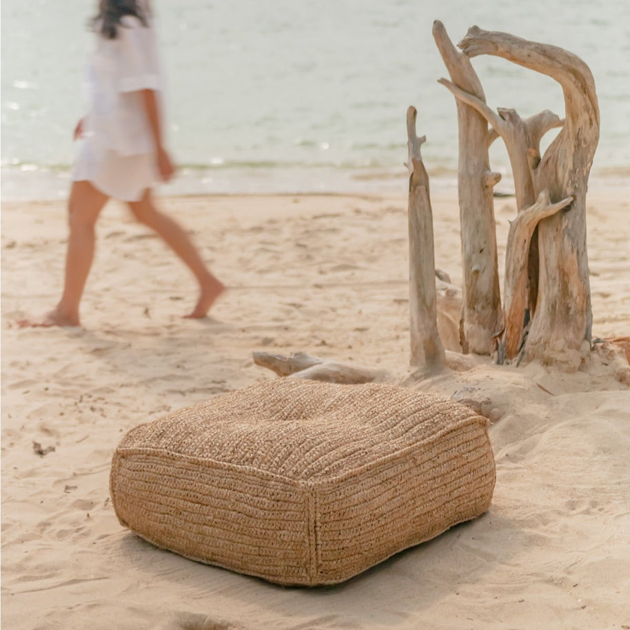 Padar Raffia Bean Bag Pouf