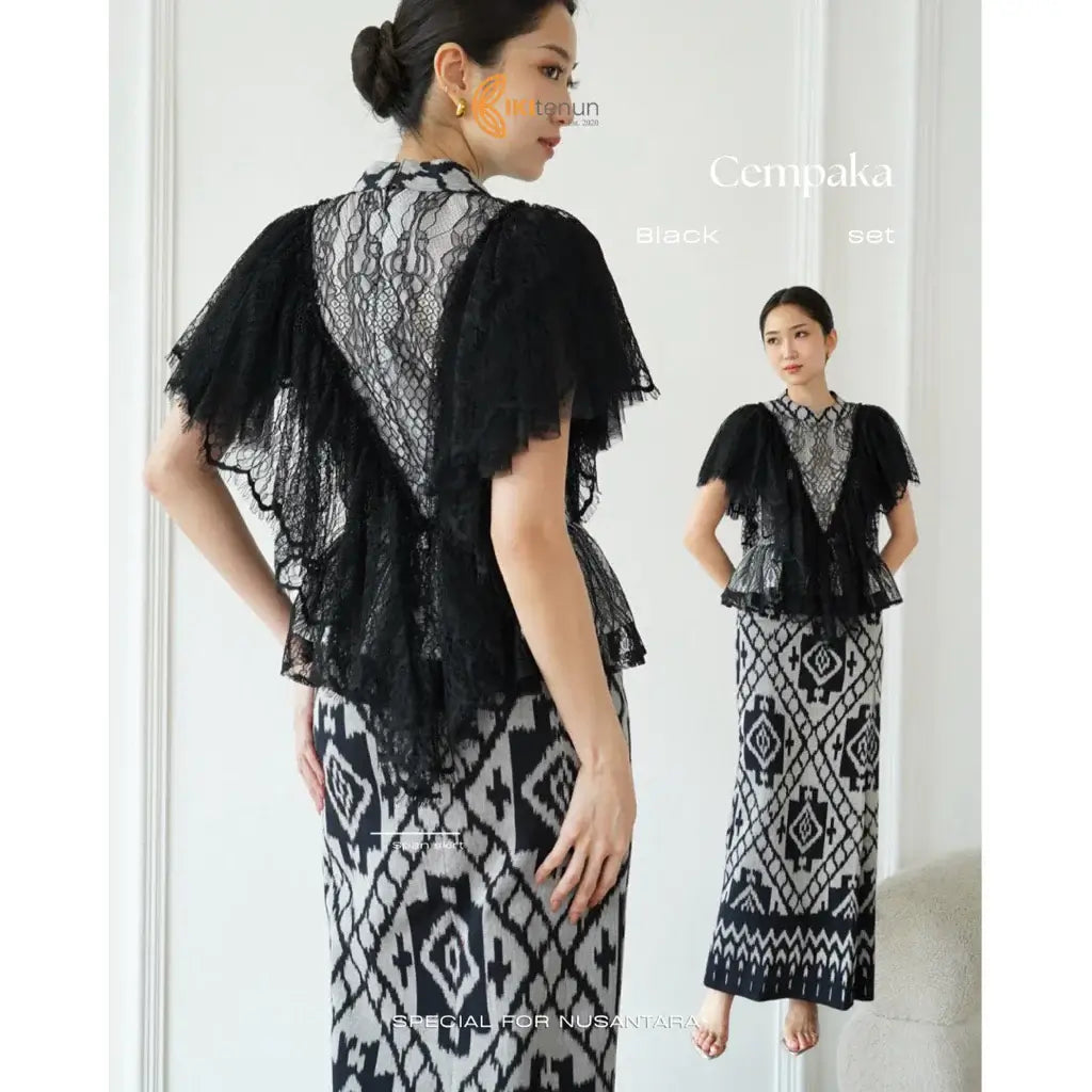 Cempaka Set Tenun Schwarz