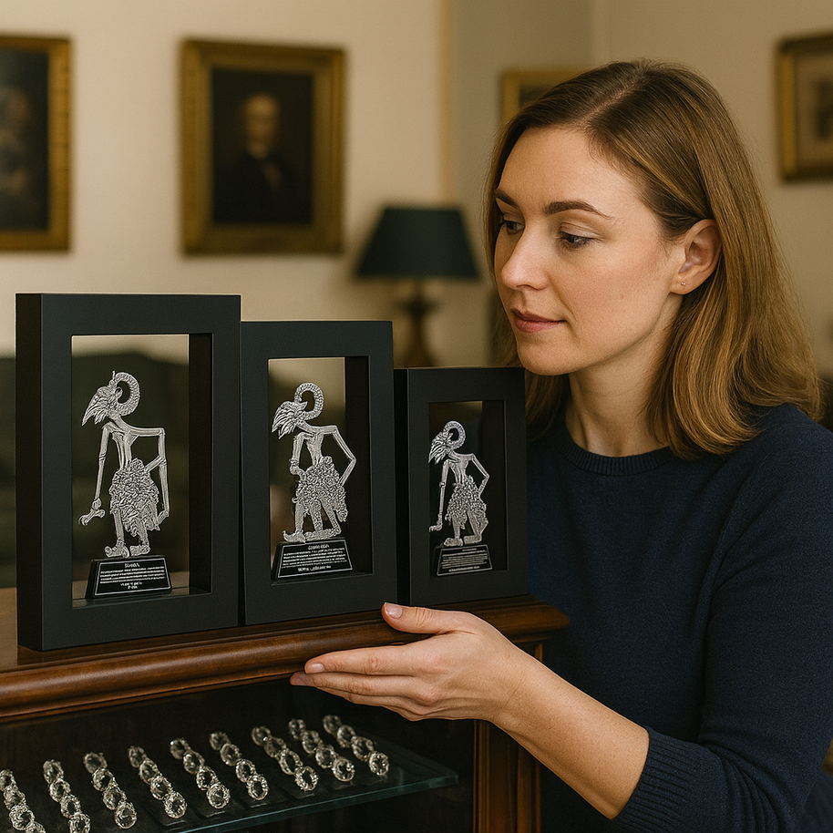 Souvenir-Plakette mit Wayang-Rahmen – Aluminium