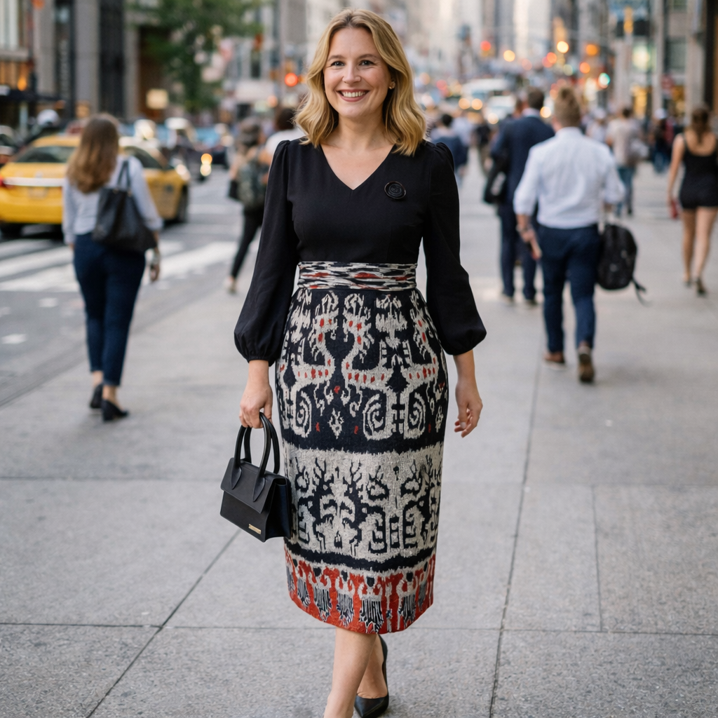 Monna Kleid aus gewebter Baumwolle, handgefertigt