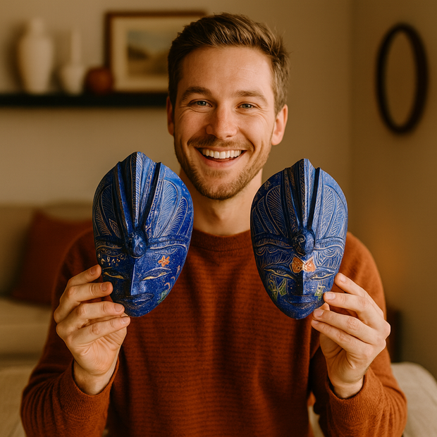 Merak Blue Hand-Painted Mask