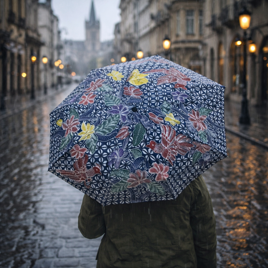 Payung Lipat Lukis Batik – handbemalter Regenschirm