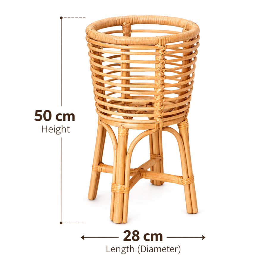 Akara Rattan Plant Stand - Round