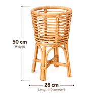 Akara Rattan Plant Stand - Round