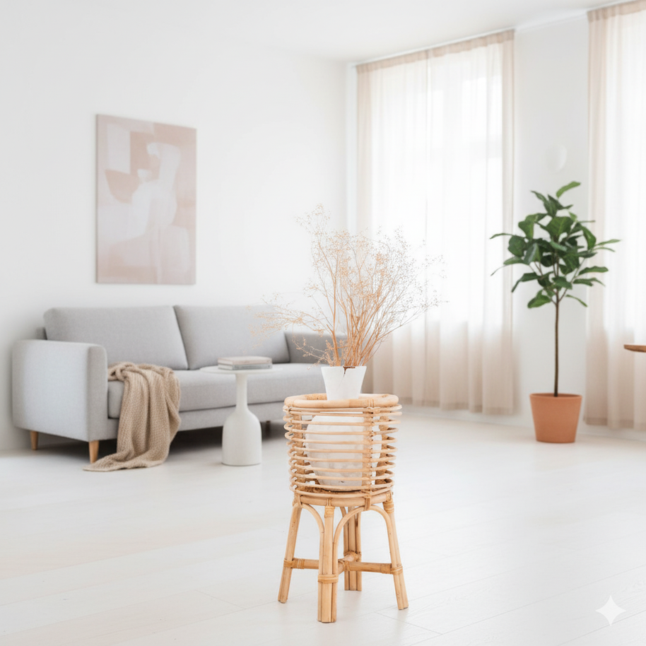 Akara Rattan Plant Stand - Round