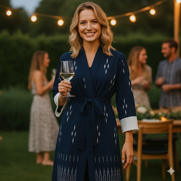 Sabel Kimono Woven Fabric Blue