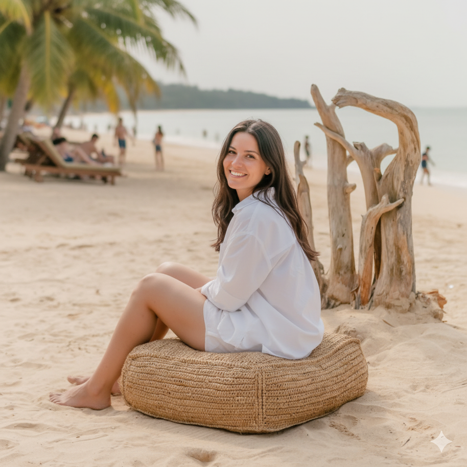 Padar Raffia Bean Bag Pouf