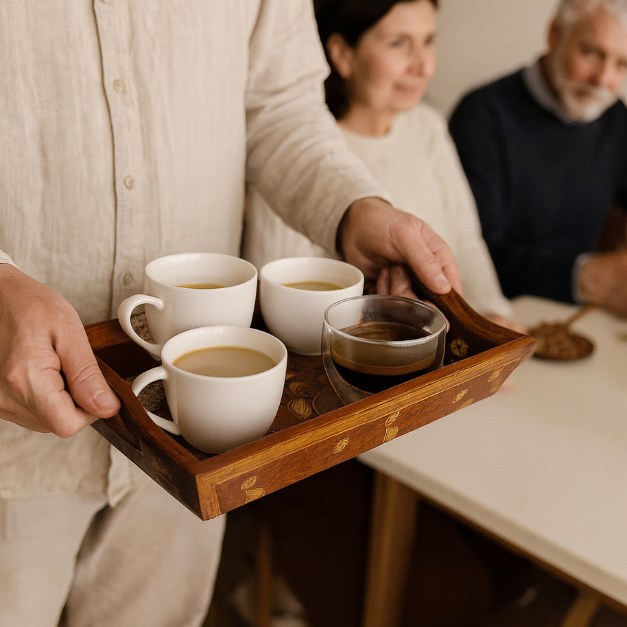 Handcrafted Teak Handle Tray