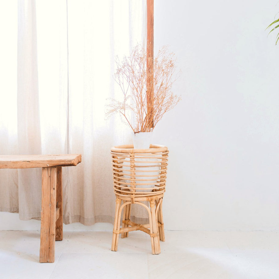 Akara Rattan Plant Stand - Round