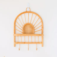 Banten Rattan Wall Shelf — Small Boho Hanging Shelf (41×53 cm)
