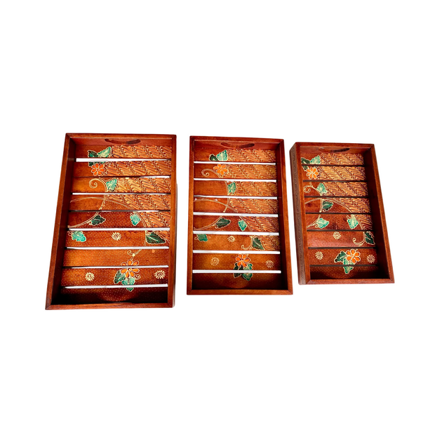 Handcrafted wooden Sela serving tray made by artisans in the Yogyakarta region, Java, Indonesia