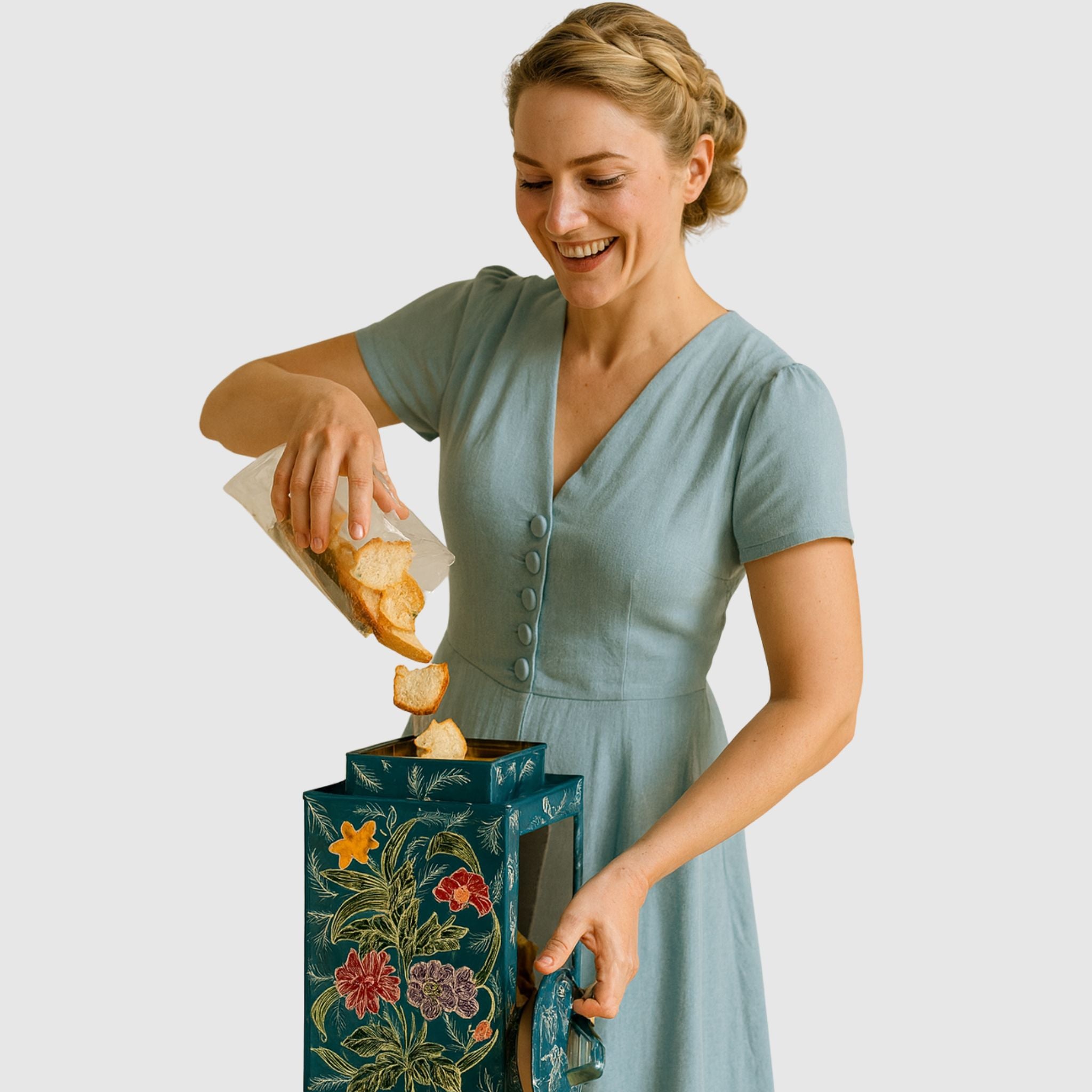 Kleine Crackerdose mit Batikmuster