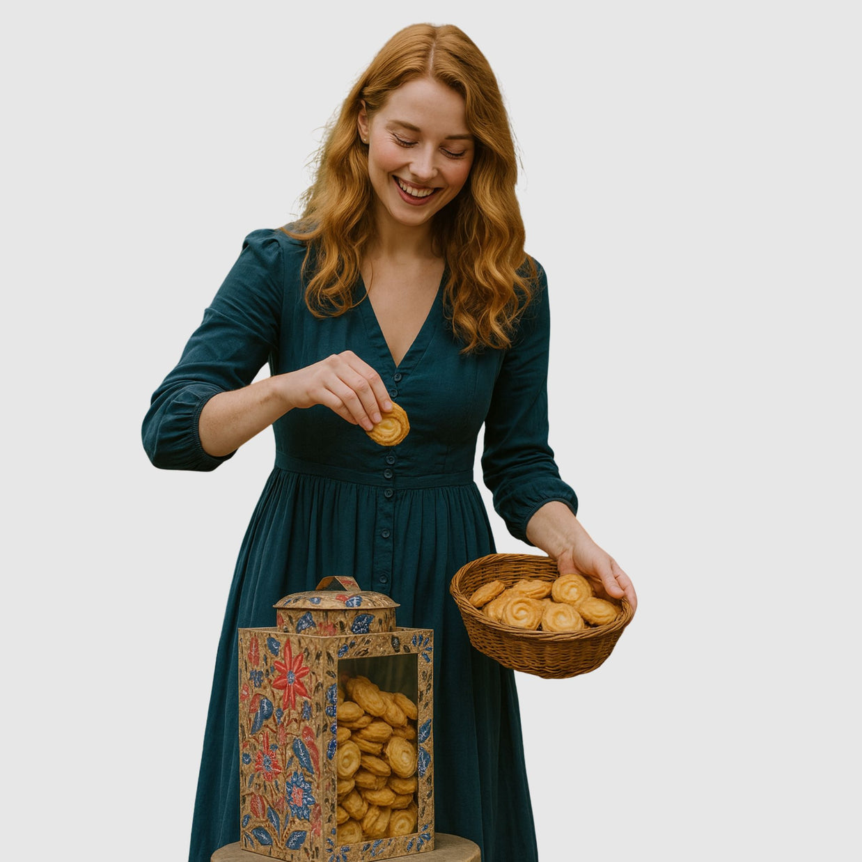 Medium-Sized Cracker Tin with Batik Motif