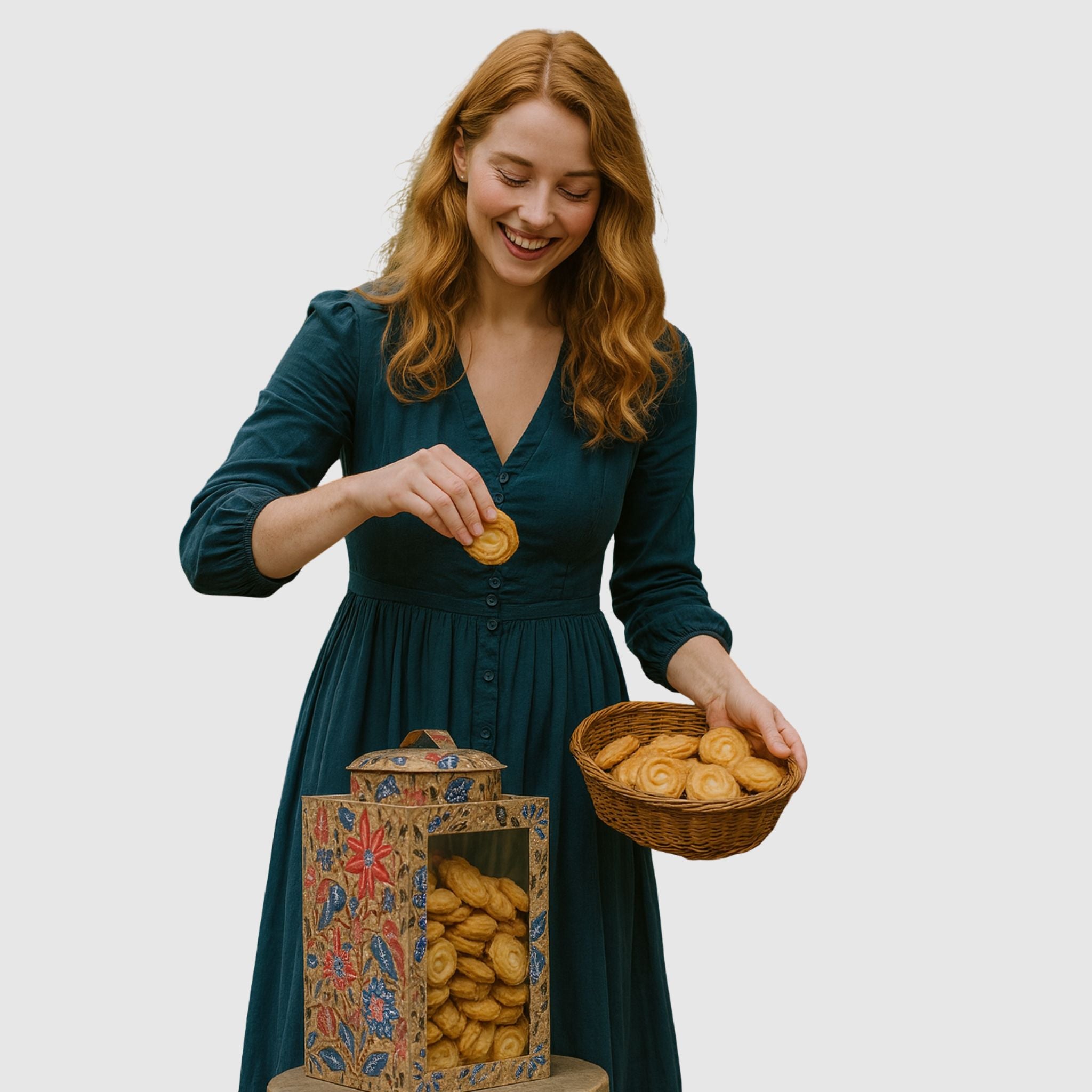 Medium-Sized Cracker Tin with Batik Motif