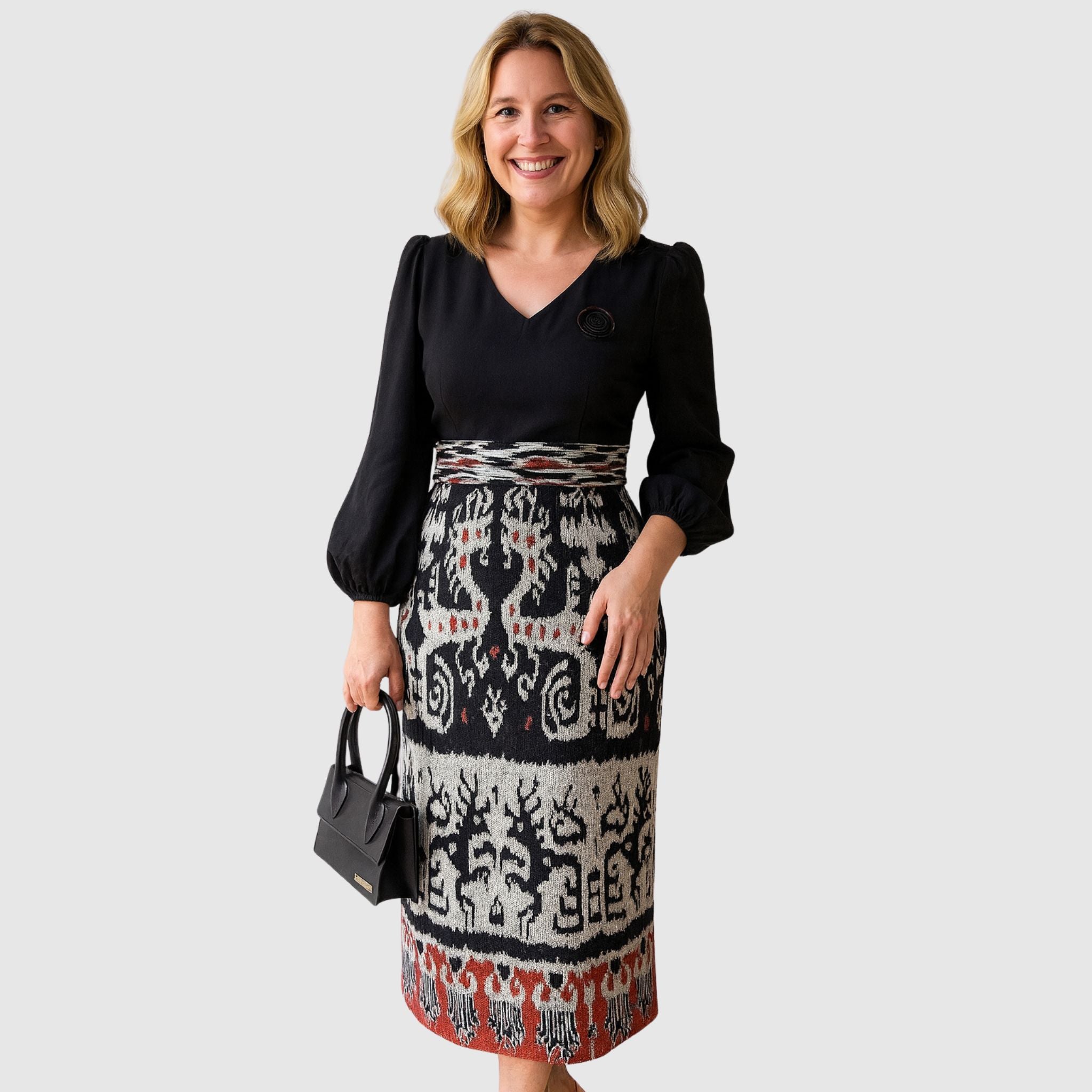 Monna Kleid aus gewebter Baumwolle, handgefertigt