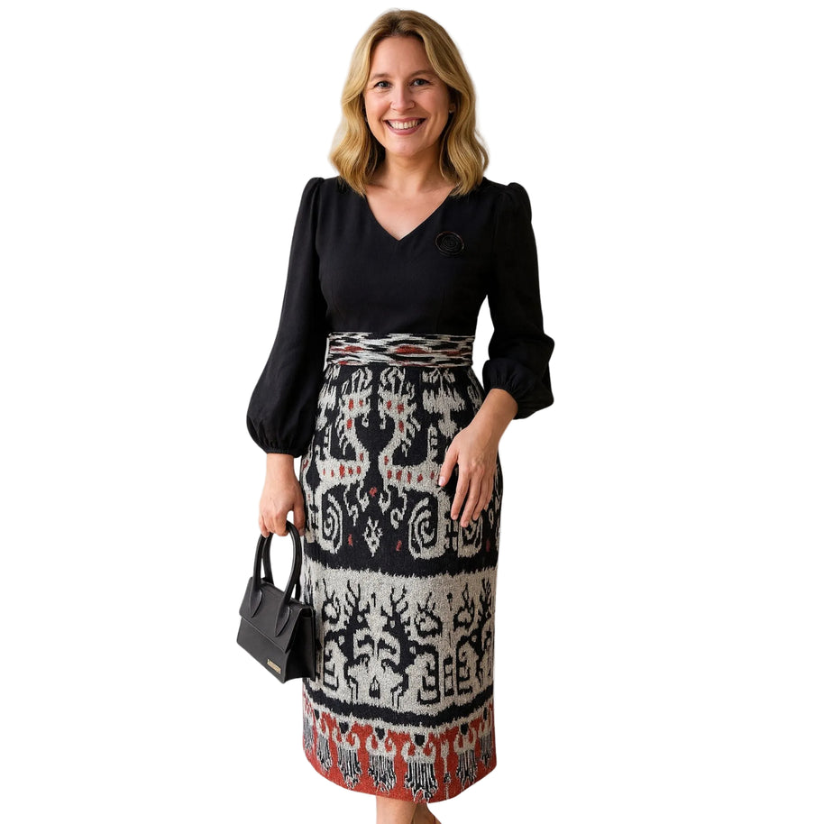 Monna Kleid aus gewebter Baumwolle, handgefertigt