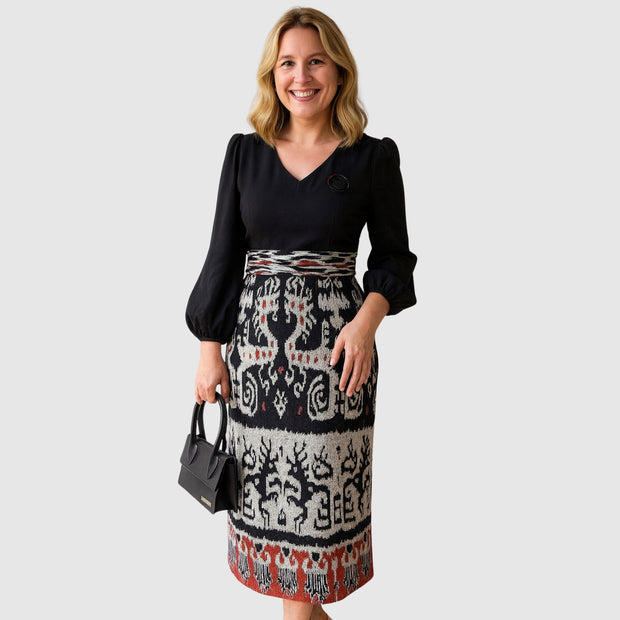 Monna Kleid aus gewebter Baumwolle, handgefertigt