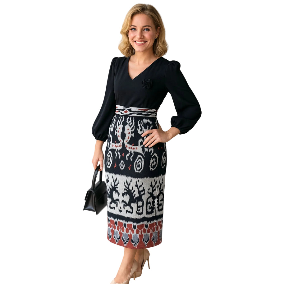 Monna Kleid aus gewebter Baumwolle, handgefertigt
