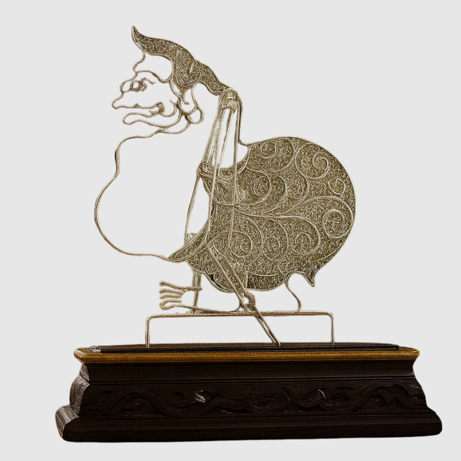 Wayang Semar Tischminiatur — versilbertes Kupfer