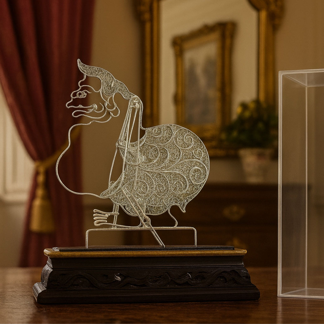 Wayang Semar Tischminiatur — versilbertes Kupfer