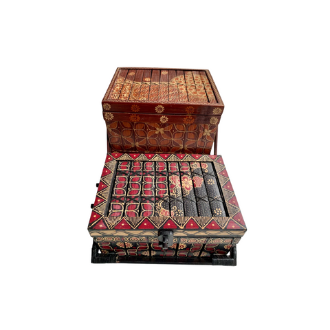 Handcrafted bamboo picnic box from Central Java, Indonesia, with natural woven texture and secure lid