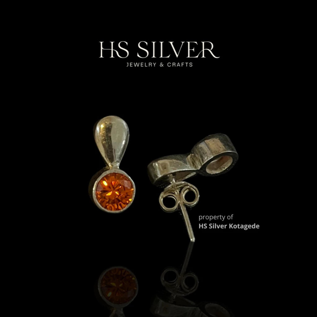 TBP Solider 925er Silber Ohrstecker – Oranger Zirkon