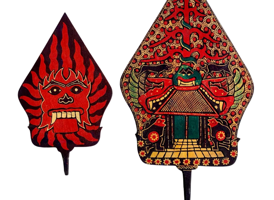 Hand-carved Gunungan wayang wood carving wall art from Central Java, Indonesia